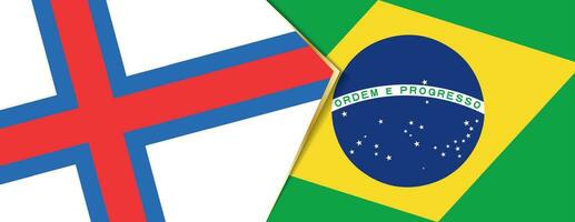 Féroé îles et Brésil drapeaux, deux vecteur drapeaux.