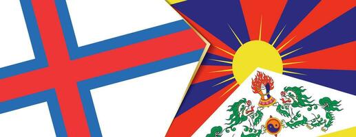 Féroé îles et Tibet drapeaux, deux vecteur drapeaux.