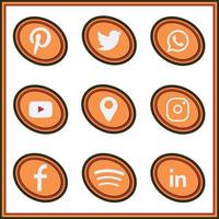 icônes de médias sociaux rasta colorées en vecteur de forme ovale