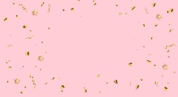 fond de vacances de fête rose avec des confettis dorés. vecteur