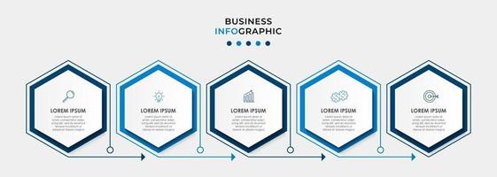 modèle de conception infographique avec des icônes et 5 options ou étapes vecteur