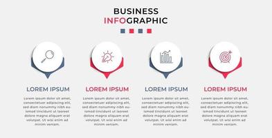 modèle de conception infographique avec icônes et 4 options ou étapes vecteur