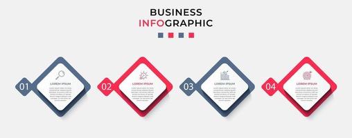 modèle de conception infographique avec icônes et 4 options ou étapes vecteur