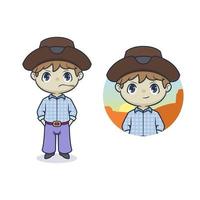 illustration de dessin animé mignon cowboy mascotte vecteur