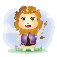 illustration vectorielle de roi lion mignon vecteur