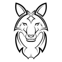 dessin au trait noir et blanc de tête de renard. vecteur