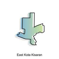haute détaillé vecteur carte de est kota kisaran ville moderne contour, logo vecteur conception. abstrait, dessins concept, logo, logotype élément pour modèle.