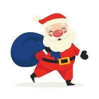 dessin animé Père Noël claus des promenades avec une sac de cadeaux. joyeux Noël. vecteur graphique.