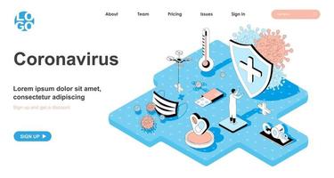 concept isométrique de coronavirus pour la page de destination vecteur