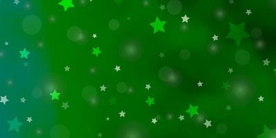 fond de vecteur vert clair avec des cercles, des étoiles.