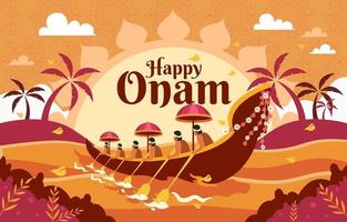 heureux onam avec bateau vecteur