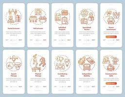 écran de la page de l'application mobile d'intégration du programme inclusif avec des concepts vecteur
