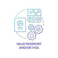 passeport valide et icône de concept de visa vecteur