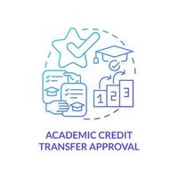 icône de concept d'approbation de transfert de crédit académique vecteur