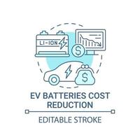 icône de concept de réduction des coûts des batteries de transport écologique. vecteur