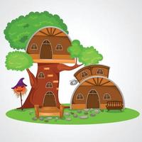 illustration de la maison dans les arbres isolés vecteur