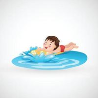 illustration d'un garçon isolé et d'une piscine vecteur