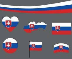 Drapeau slovaquie carte ruban et coeur icons vector illustration abstract