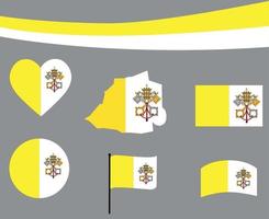 Drapeau vatican carte ruban et coeur icônes vector illustration abstract