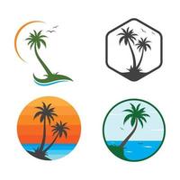 Icône de palmier d'été et d'illustration vectorielle de logo de voyage vecteur