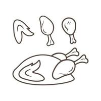 illustration du logo icône poulet frit vecteur