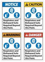 panneau d'avertissement EPI respirateurs et combinaisons de protection contre les risques biologiques requis vecteur