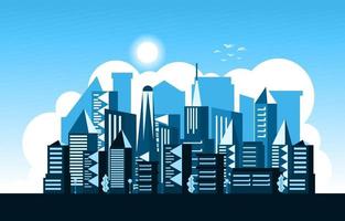 jour soleil ville moderne gratte-ciel bâtiment paysage urbain skyline illustration vecteur