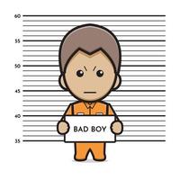 prisonnier, mauvais garçon, dessin animé, icône, vecteur, illustration vecteur
