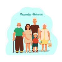 famille après vaccination vacciné illustration protégée vecteur