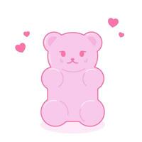 kawaii gelée ours gommeux. mignonne rose personnage. vecteur