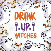 boisson en haut sorcières content Halloween vecteur