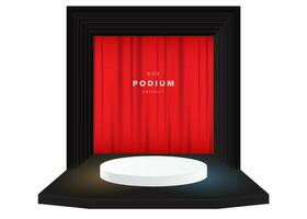 podium noir réaliste minimal scène pour maquette produit afficher sur blanc fond noir vecteur