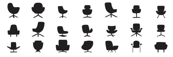 collection de moderne fauteuil silhouette. ensemble silhouettes de fauteuil isolé sur blanc Contexte. vecteur illustration.