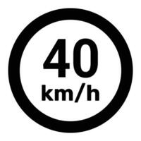 la vitesse limite signe 40 km h icône vecteur illustration