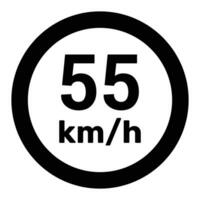 la vitesse limite signe 55 km h icône vecteur illustration