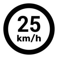 la vitesse limite signe 25 km h icône vecteur illustration