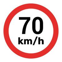la vitesse limite signe 70 km h icône vecteur illustration