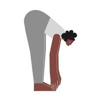 vecteur isolé illustration avec plat femelle africain américain personnage. corps positif femme apprend posture ardha uttanasana à yoga classe. aptitude exercice - permanent moitié vers l'avant pliez