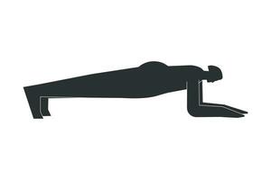 vecteur isolé concept avec plat noir silhouette de femelle personnage Faire finesse. athlétique femme apprend yoga posture - dauphin planche pose. sportif exercice - avant bras planche