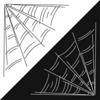 petit ensemble avec araignée la toile comme une symbole de Halloween. noir et blanc griffonnage vecteur illustration.