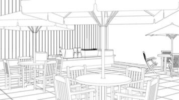 3d, illustration, de, café-restaurant vecteur