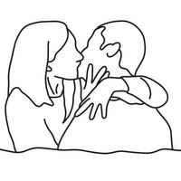 jeune couple s'embrassant sur les lèvres vecteur