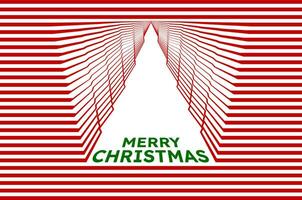 rouge ligne illusion. vert joyeux Noël caractères. abstrait Contexte dans le forme de une blanc Noël arbre. dessins pour carte, couverture, affiche, en tissu modèle, textile, mur. vecteur illustration.