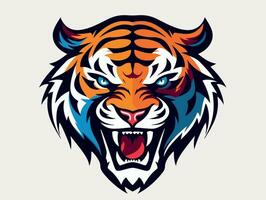 en colère tigre esport logo vecteur illustration avec isolé Contexte