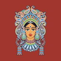 Indien batik femme tête icône vecteur image illustration