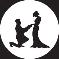 ensemble de la mariée et jeune marié silhouette vecteur