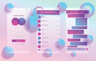 modèle d'application de messagerie mobile en glassmorphisme vecteur