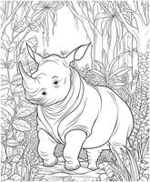 rhinocéros coloration page des illustrations et vecteurs vecteur