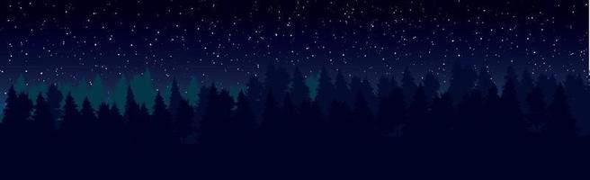 paysage panoramique nuit sombre forêt dense - vecteur