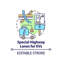 icône de concept de voies spéciales de véhicules électriques. vecteur